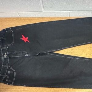 Black Men’s Jeans with Red Star Accent
